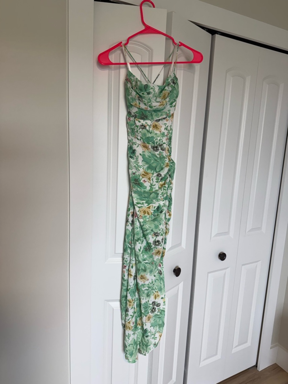 Hello Molly Mint Floral Asymmetrical Slip Dress - Picture 3 of 5